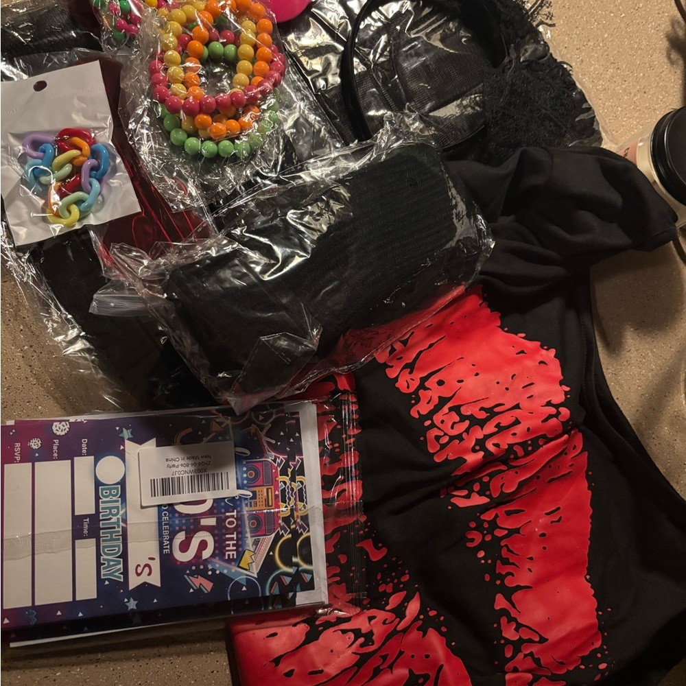 Vibrant Red and Black 80’s Party / Halloween Costume for Women